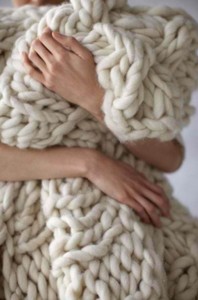 Knitters hands Large knit blanket